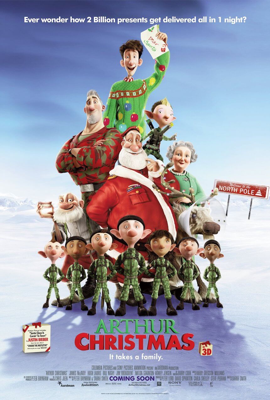 One of the best family movies of all time: Arthur Christmas&nbsp;(2011) - G / 6+ year olds.